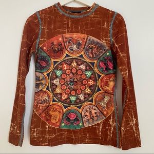 Jean Paul Gaultier vintage 90s zodiac mesh longslv